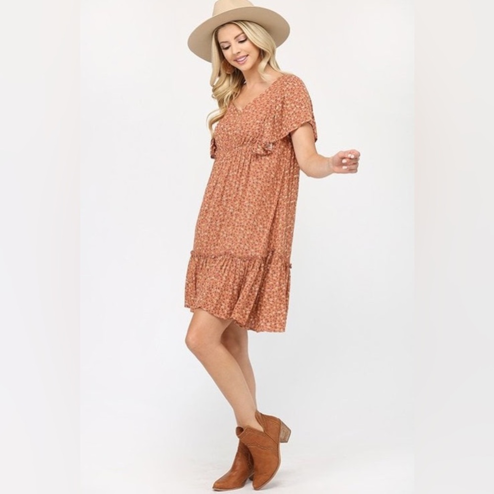 GIGIO boho mustard floral print dress - Picture 5 of 11